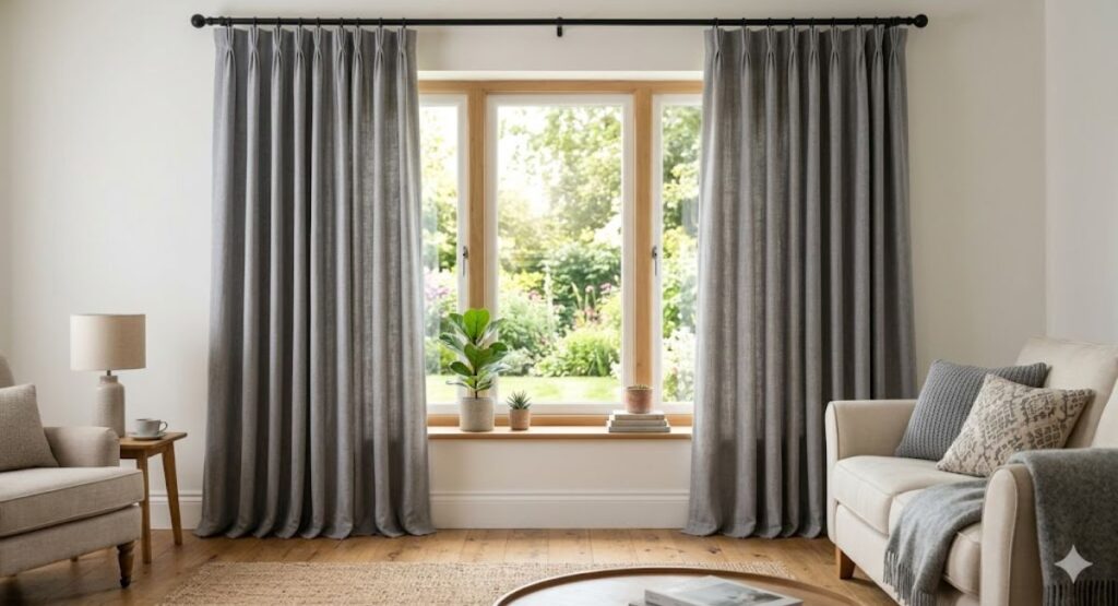 grey color curtains