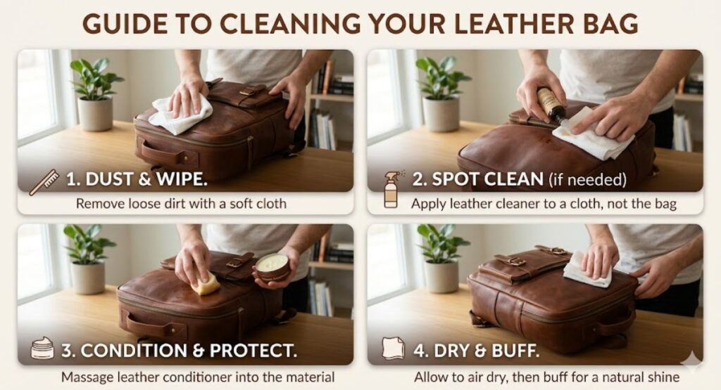 how to clean leather bag