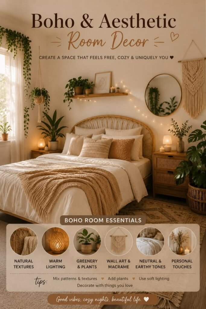 boho and aesthetic room decor