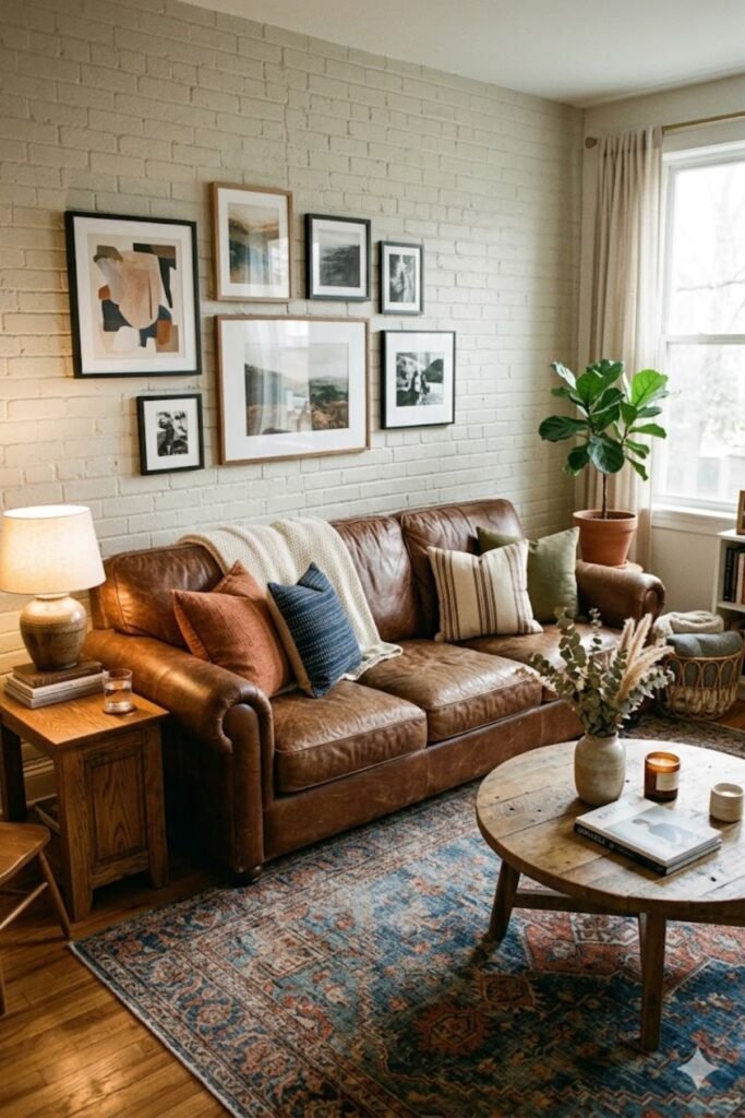 brown leather couch
