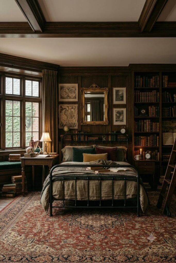 dark academia bedroom