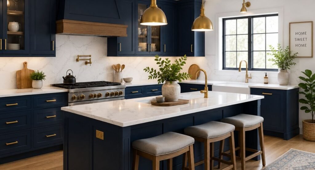 navy blue cabinets