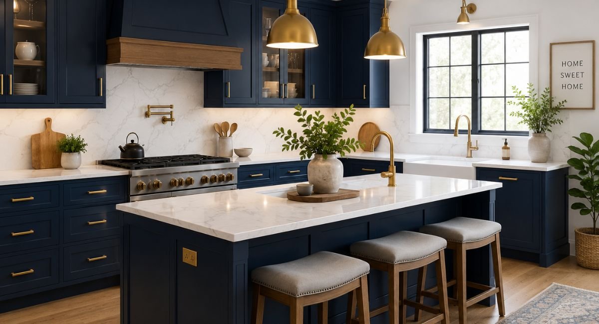 navy blue cabinets