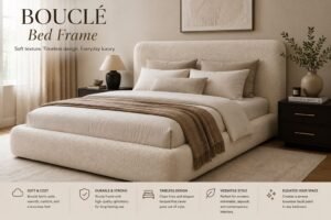 bouclé bed frame